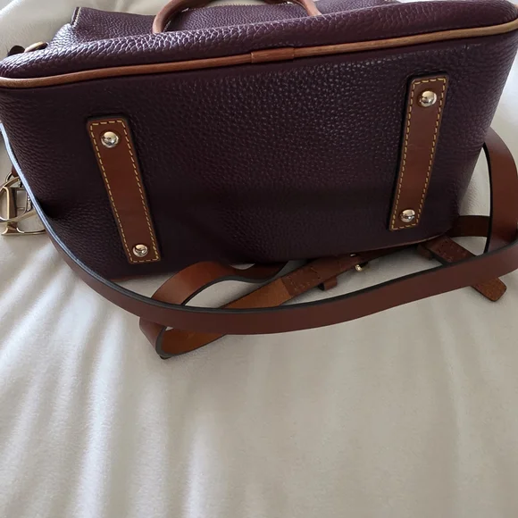 Dooney & Bourke Burgundy Satchel with Tan Trim - Picture 4 of 8